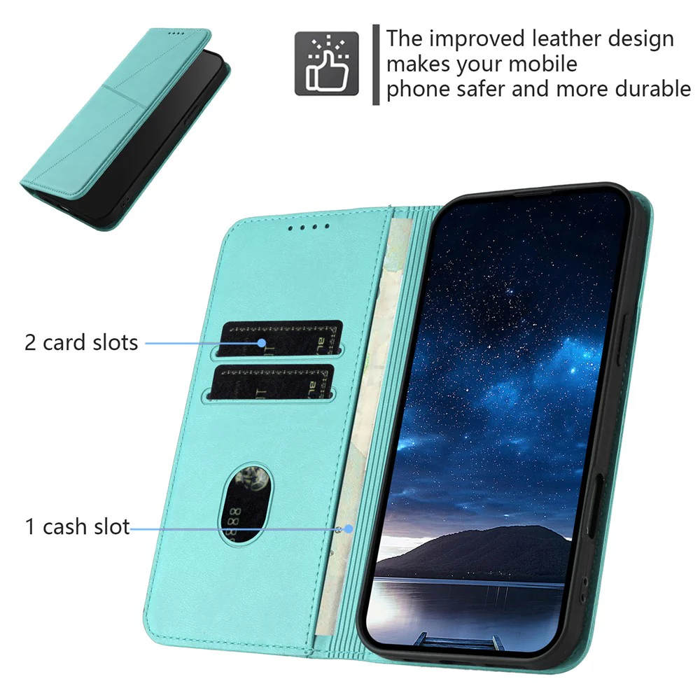 For Oppo Reno14 Pro 5G (China) / Oppo Reno14 Pro 5G (Global) Wallet Case Magnetic Closure Leather Flip Phone Cover with Stand - Light Blue - Image 6