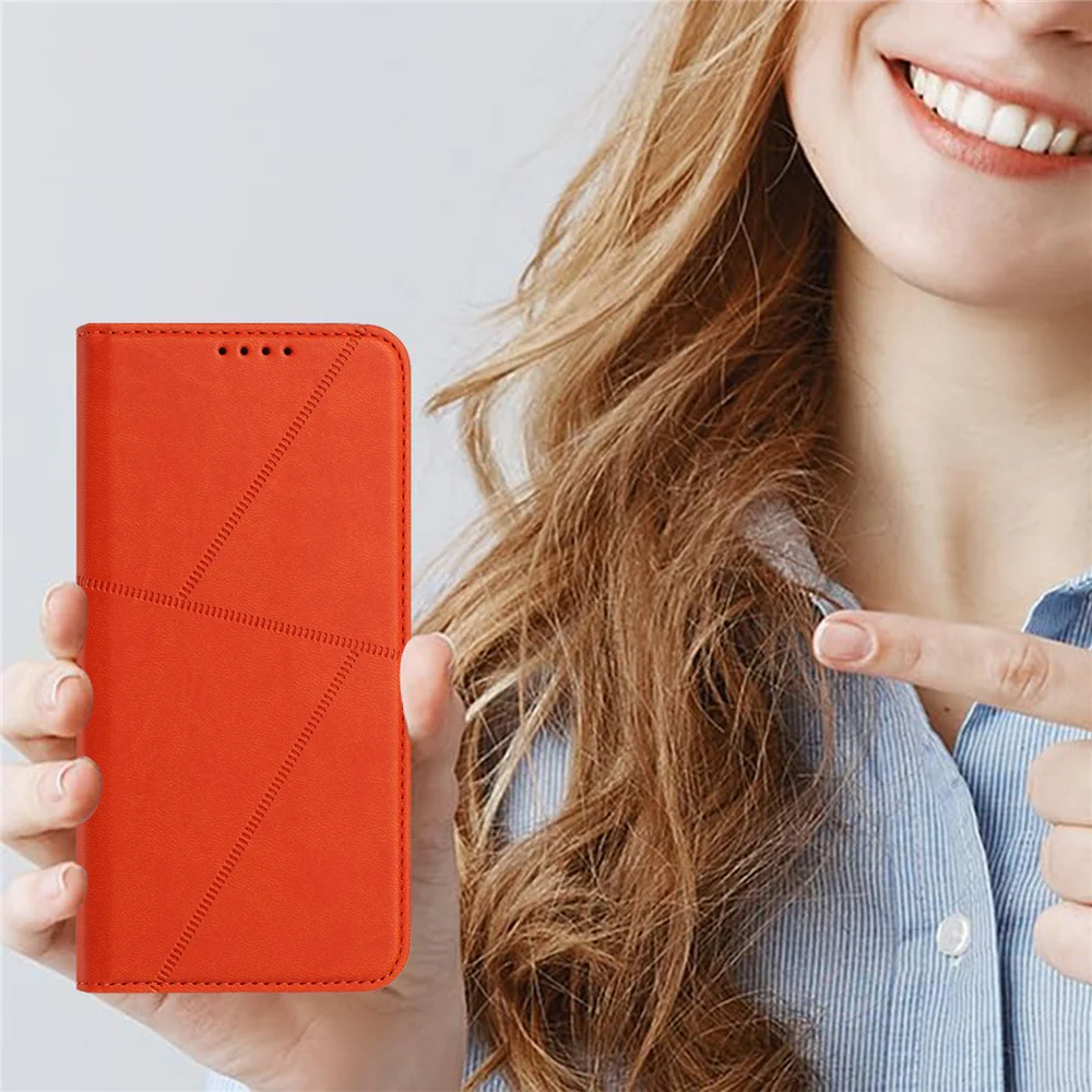 For Oppo Reno14 Pro 5G (China) / Oppo Reno14 Pro 5G (Global) Wallet Case Magnetic Closure Leather Flip Phone Cover with Stand - Orange - Image 2