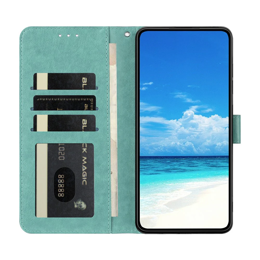 For Oppo Reno14 Pro 5G (Global) Case Butterfly Imprinted Wallet Stand PU Leather Flip Phone Cover with Strap - Green - Image 2