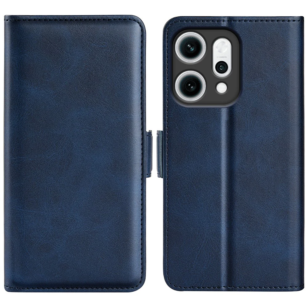 For Oppo Reno14 Pro 5G (Global) Case Calf Texture Leather Wallet Phone Cover - Blue
