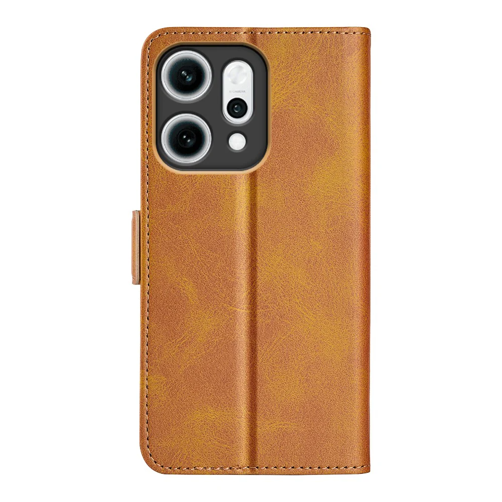 For Oppo Reno14 Pro 5G (Global) Case Calf Texture Leather Wallet Phone Cover - Yellow - Image 3