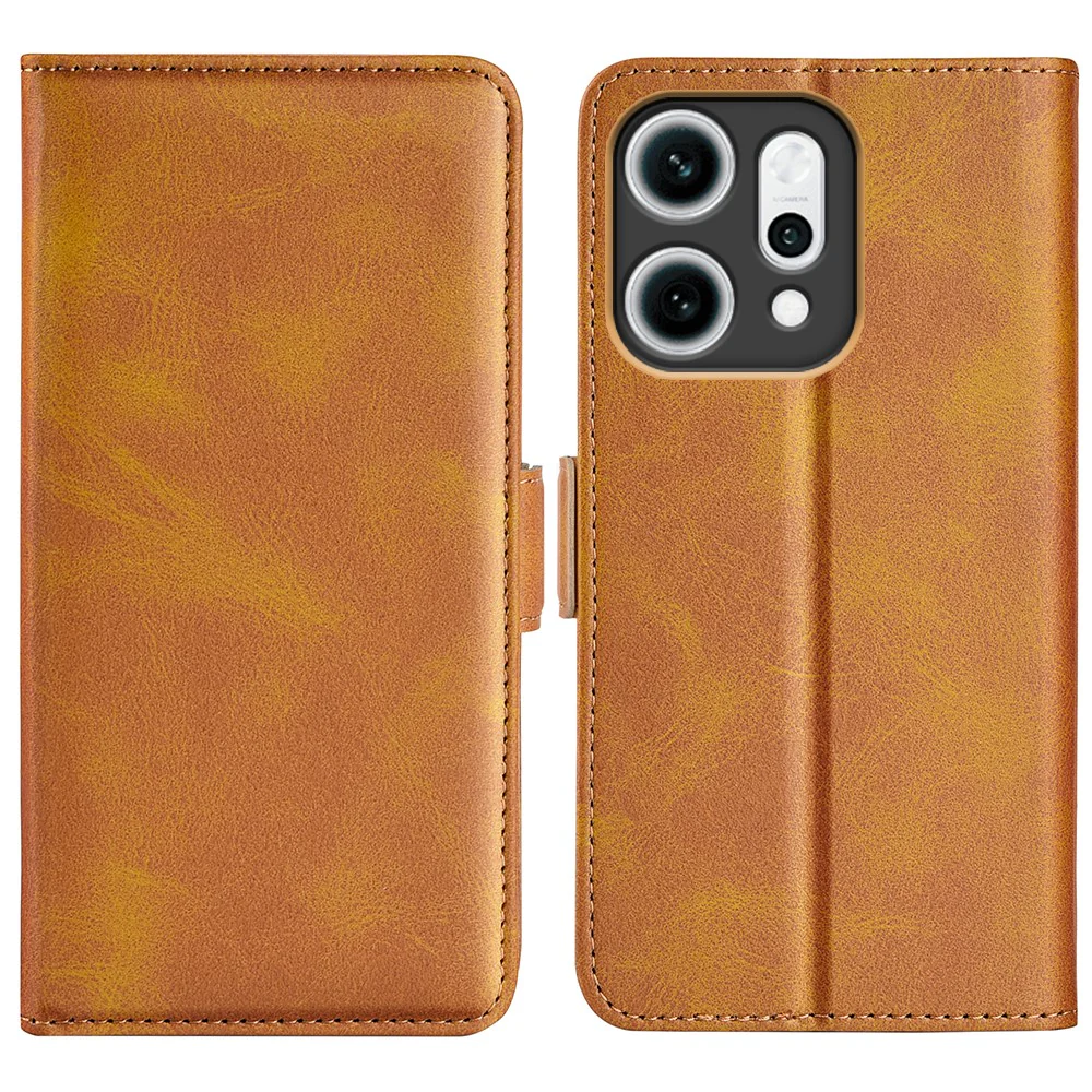 For Oppo Reno14 Pro 5G (Global) Case Calf Texture Leather Wallet Phone Cover - Yellow - Image 4