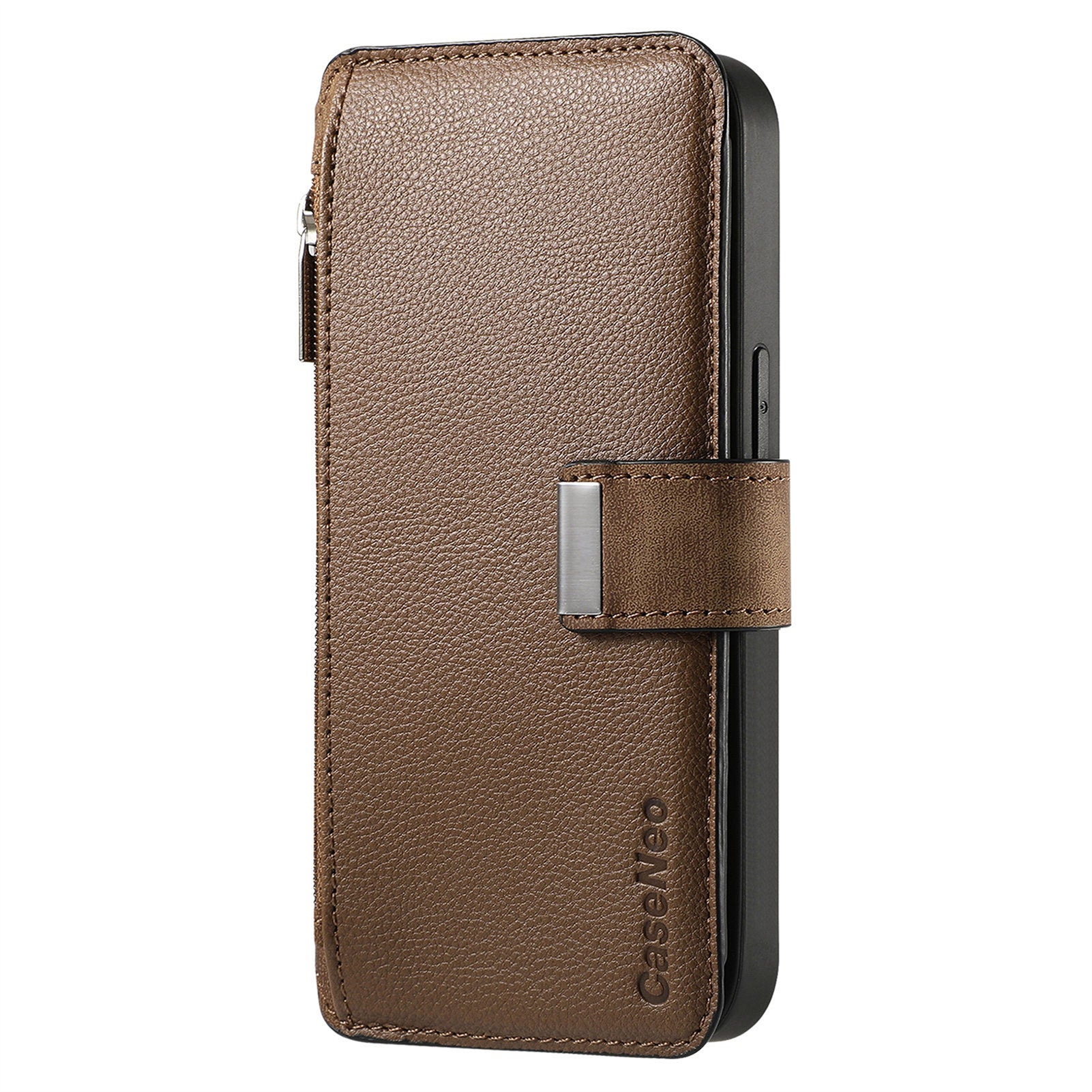 For Oppo Reno14 Pro 5G (Global) Case CASENEO MW-02 Detachable Magnetic Leather Flip Phone Cover - Brown - Image 2