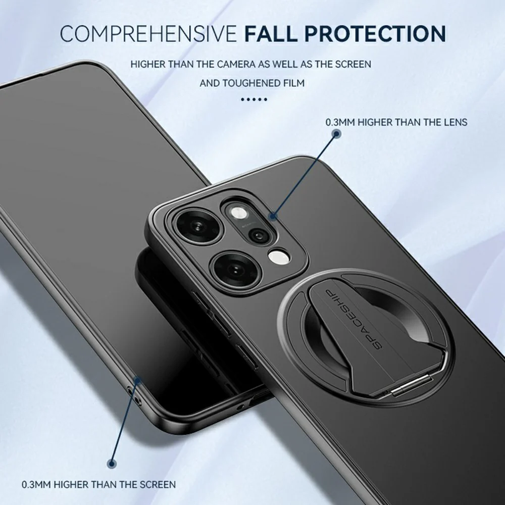 For Oppo Reno14 Pro 5G (Global) Case Compatible with MagSafe Hidden Kickstand Skin-Feel Matte PC TPU Phone Back Cover - Black - Image 5