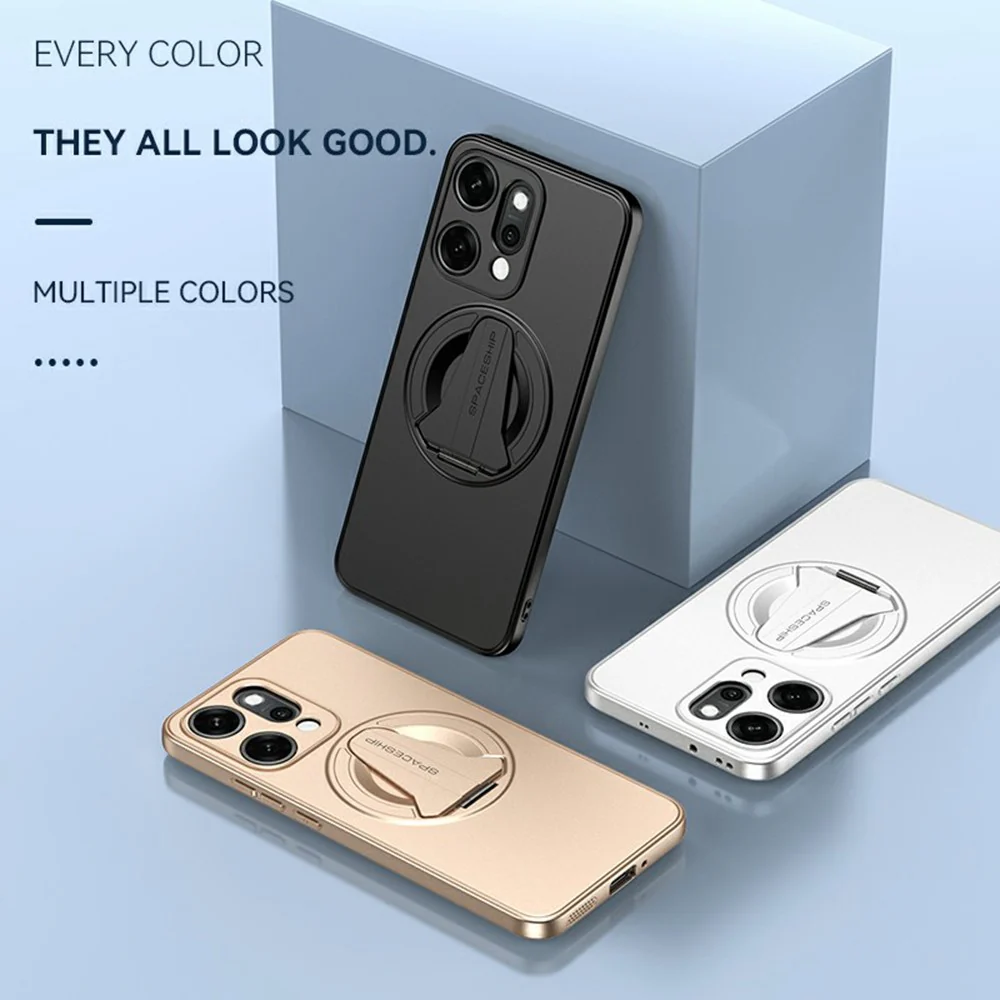 For Oppo Reno14 Pro 5G (Global) Case Compatible with MagSafe Hidden Kickstand Skin-Feel Matte PC TPU Phone Back Cover - Desert Gold - Image 3