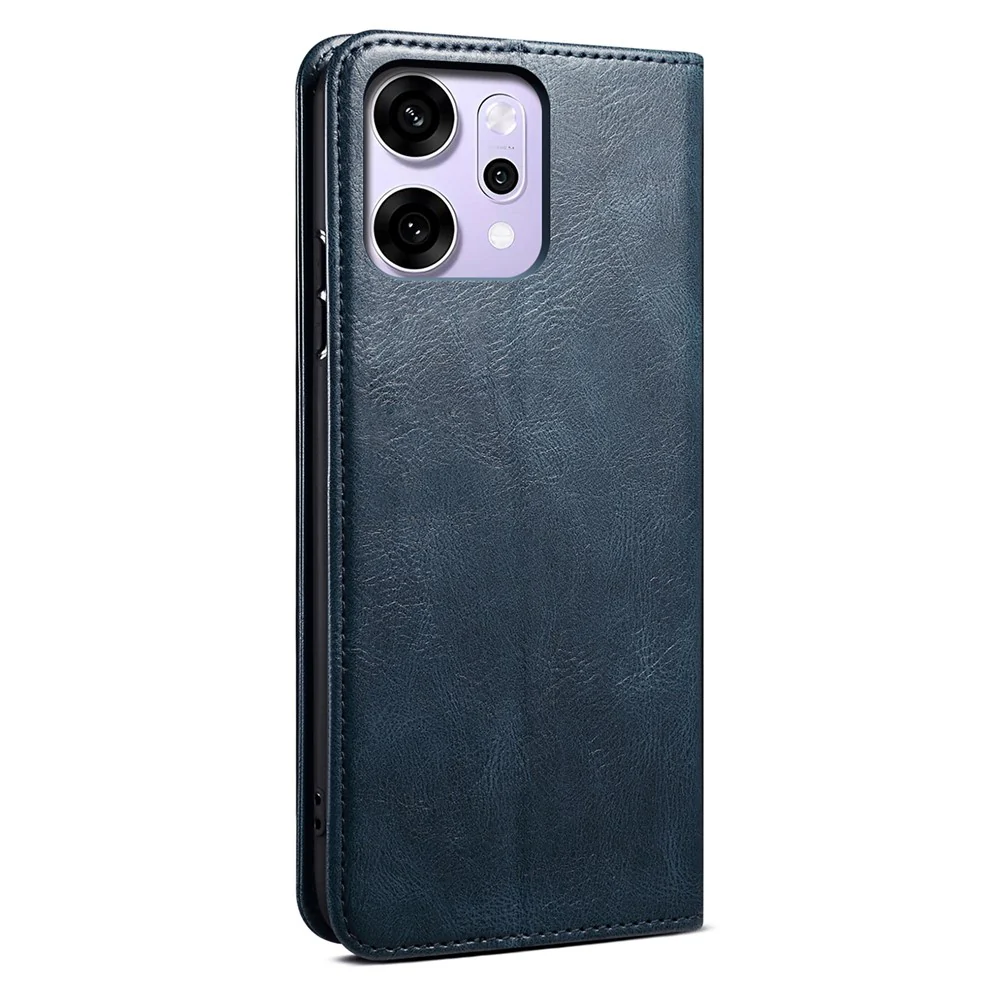 For Oppo Reno14 Pro 5G (Global) Case Crazy Horse Texture Waxy Leather Wallet Stand Phone Cover - Blue - Image 6