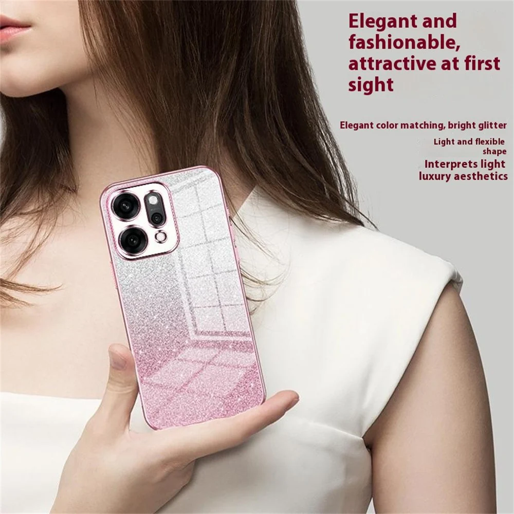 For Oppo Reno14 Pro 5G (Global) Case Electroplating Gradient Glitter TPU Phone Cover - Blue - Image 7