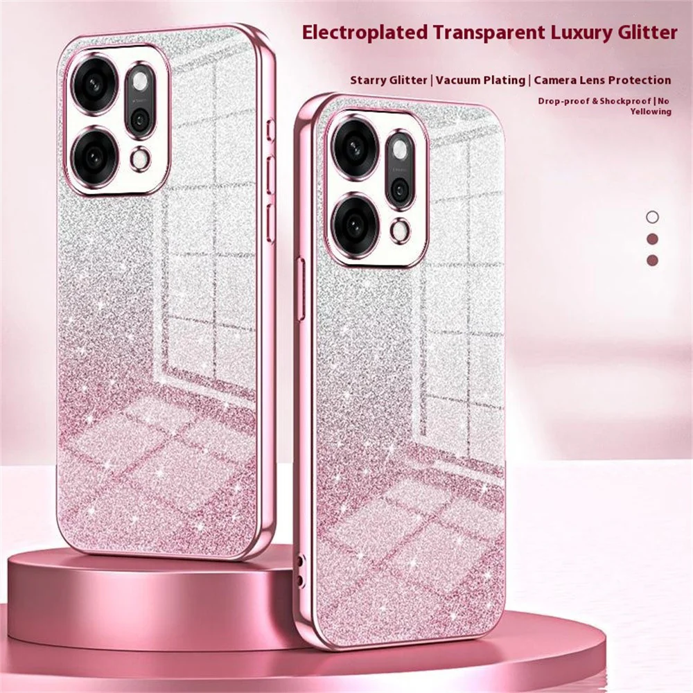 For Oppo Reno14 Pro 5G (Global) Case Electroplating Gradient Glitter TPU Phone Cover - Silver - Image 3