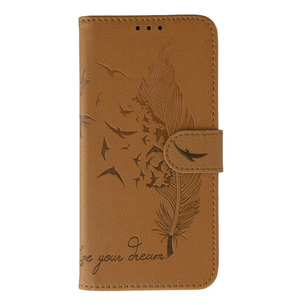 For Oppo Reno14 Pro 5G (Global) Case Feather Imprint PU Leather Wallet Phone Cover - Brown - Image 4