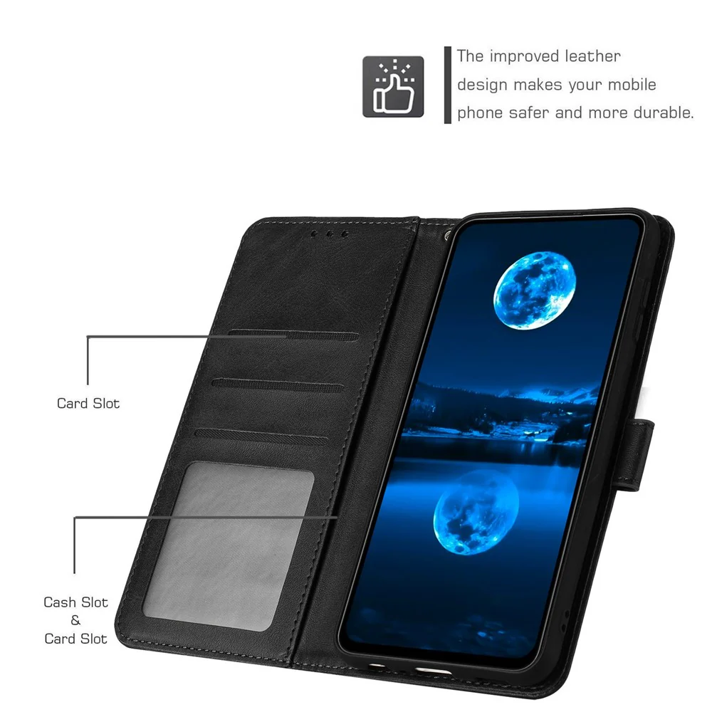 For Oppo Reno14 Pro 5G (Global) Case Flip Stand Calf Texture PU Leather Wallet Phone Cover with Strap - Black - Image 2