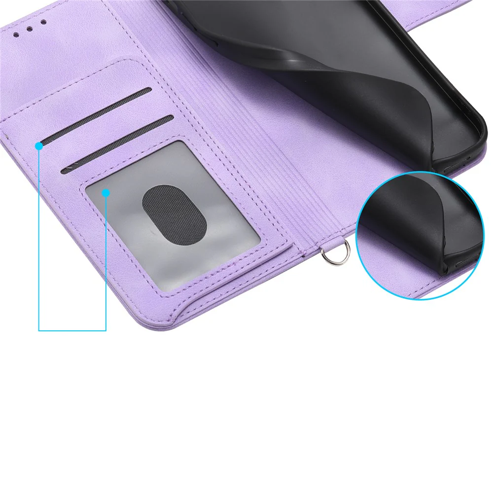 For Oppo Reno14 Pro 5G (Global) Case Flower Pattern PU Leather Wallet Phone Cover with Strap - Light Purple - Image 6