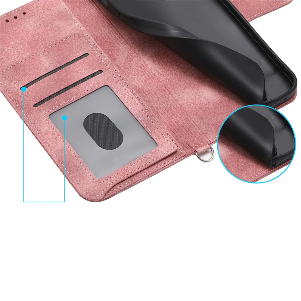 For Oppo Reno14 Pro 5G (Global) Case Flower Pattern PU Leather Wallet Phone Cover with Strap - Pink - Image 6