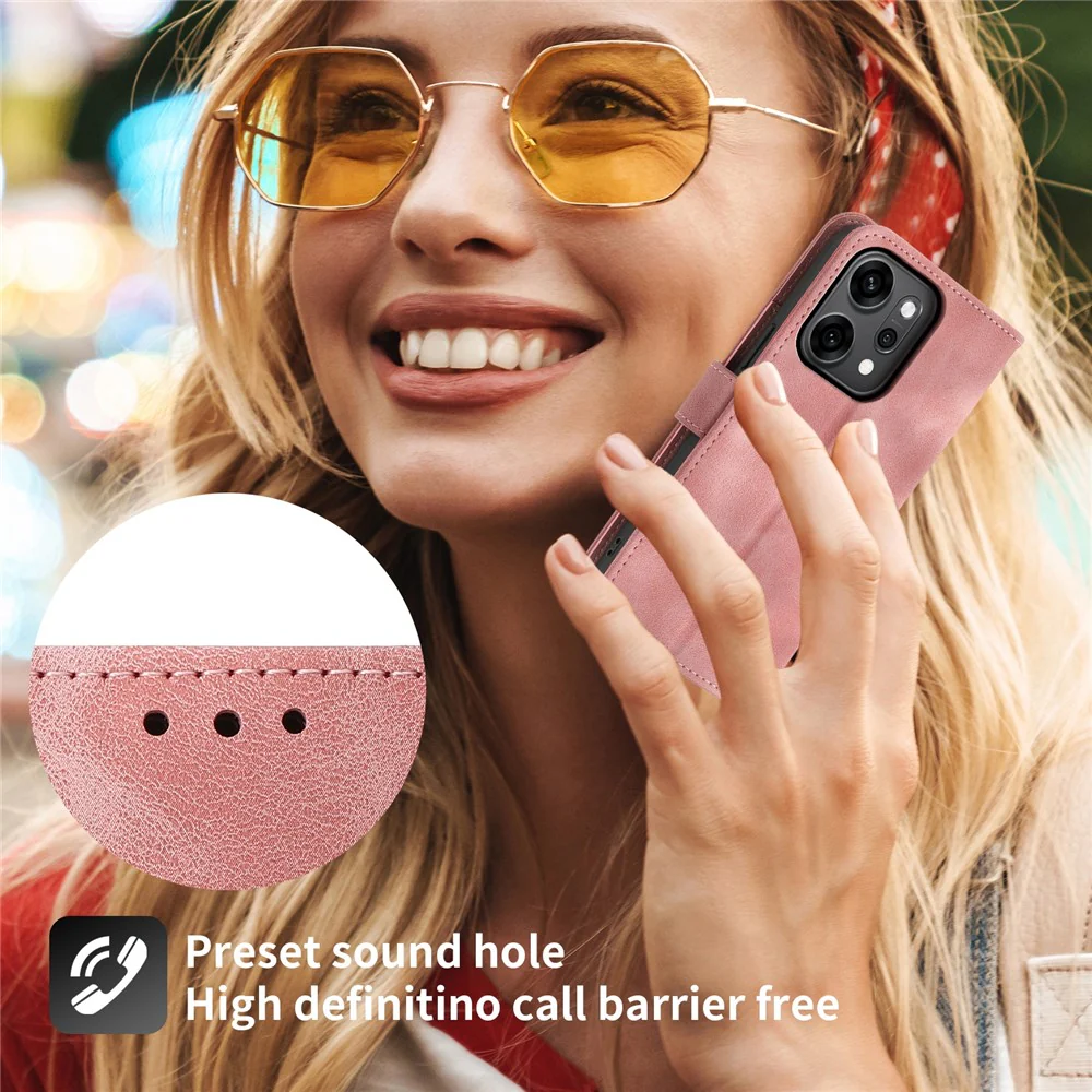 For Oppo Reno14 Pro 5G (Global) Case Flower Pattern PU Leather Wallet Phone Cover with Strap - Pink - Image 8