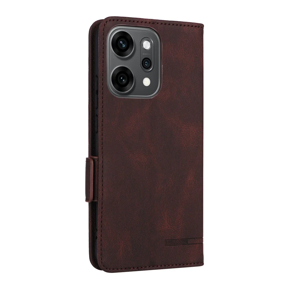 For Oppo Reno14 Pro 5G (Global) Case Leather Wallet Flip Phone Cover with Hardware Decor - Coffee - Image 6