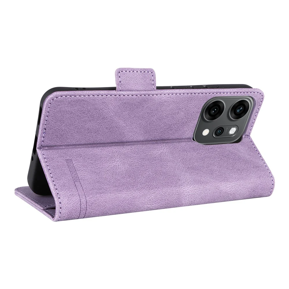 For Oppo Reno14 Pro 5G (Global) Case Leather Wallet Flip Phone Cover with Hardware Decor - Purple - Image 4