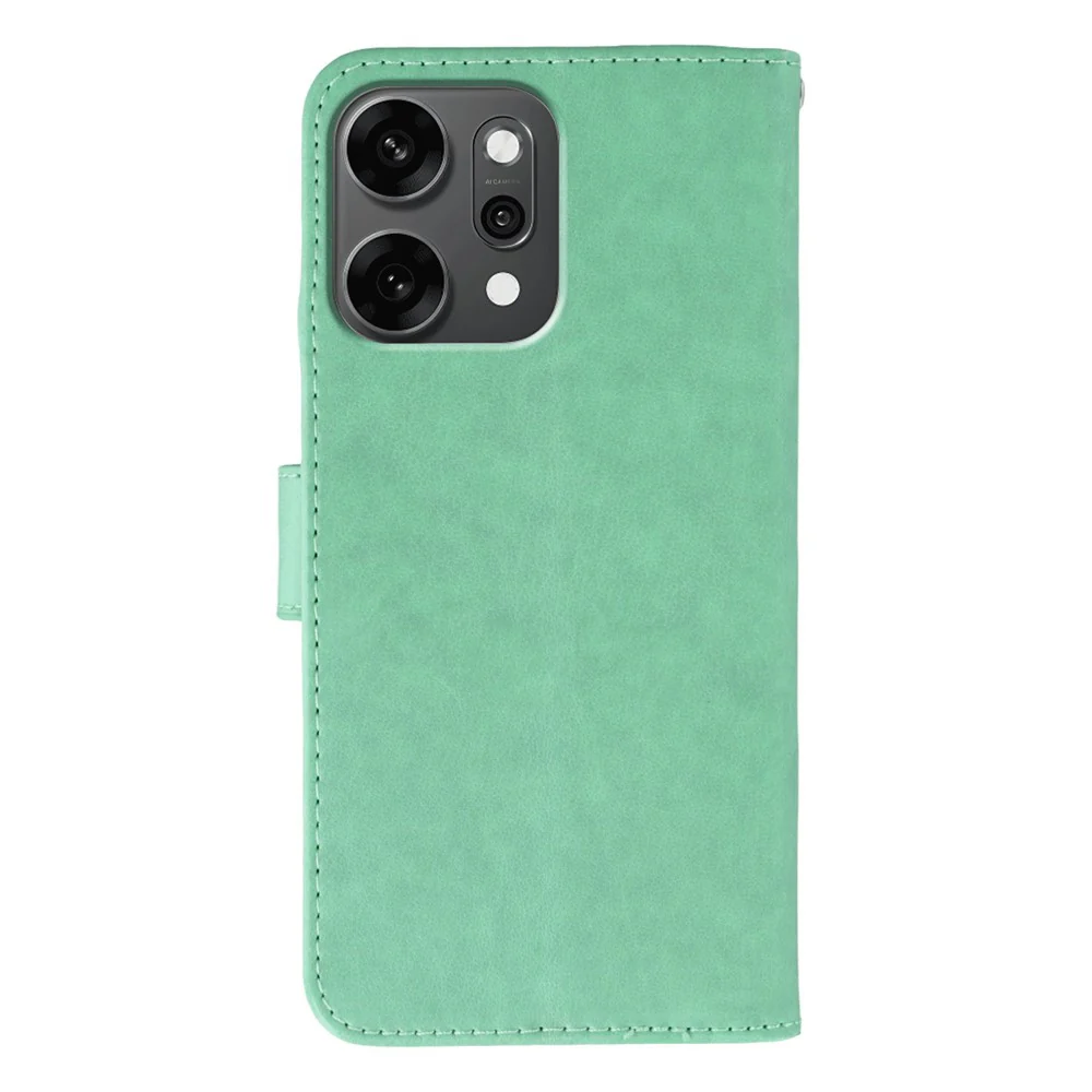 For Oppo Reno14 Pro 5G (Global) Case PU Leather Flip Wallet Phone Cover with Strap - Green - Image 5