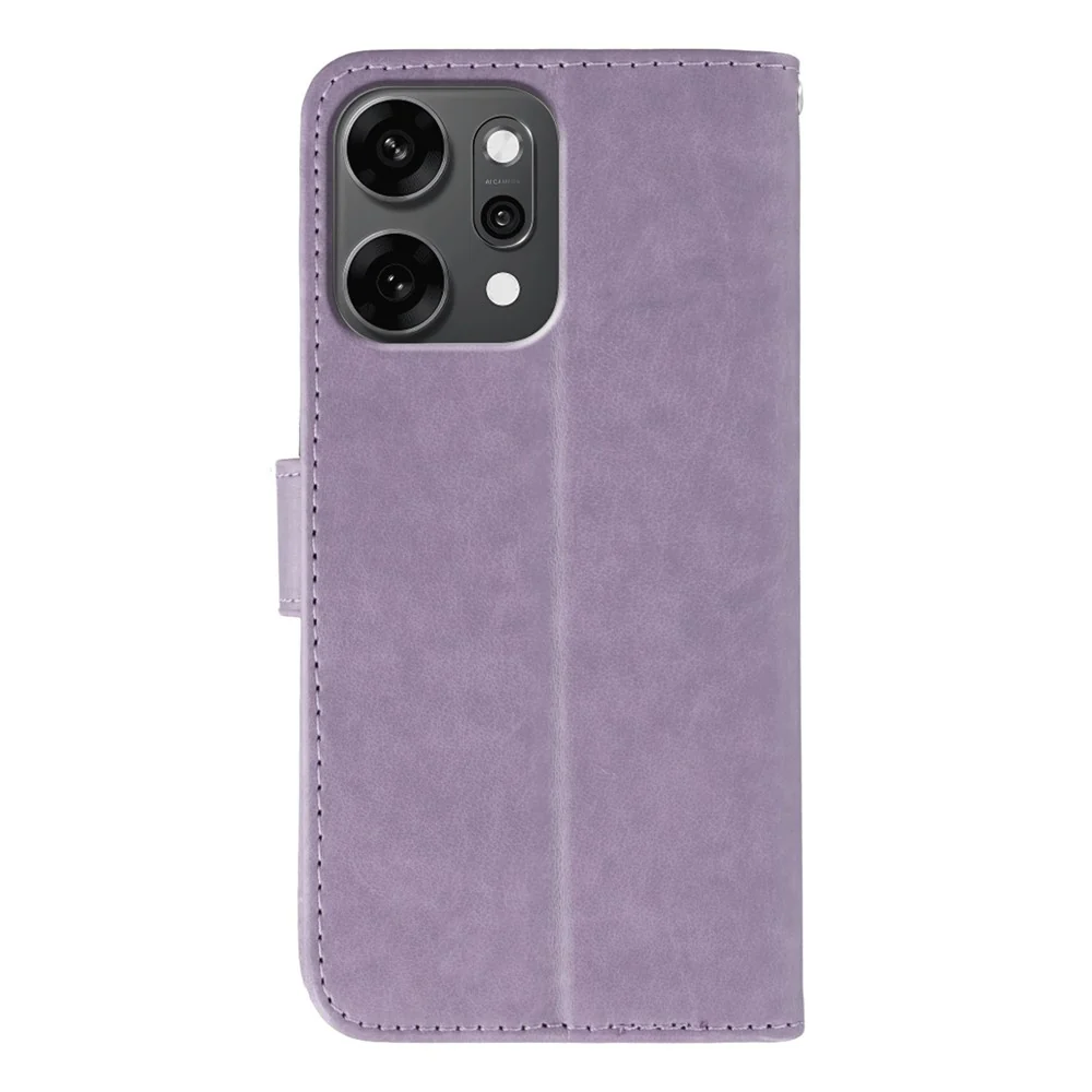 For Oppo Reno14 Pro 5G (Global) Case PU Leather Flip Wallet Phone Cover with Strap - Purple - Image 5