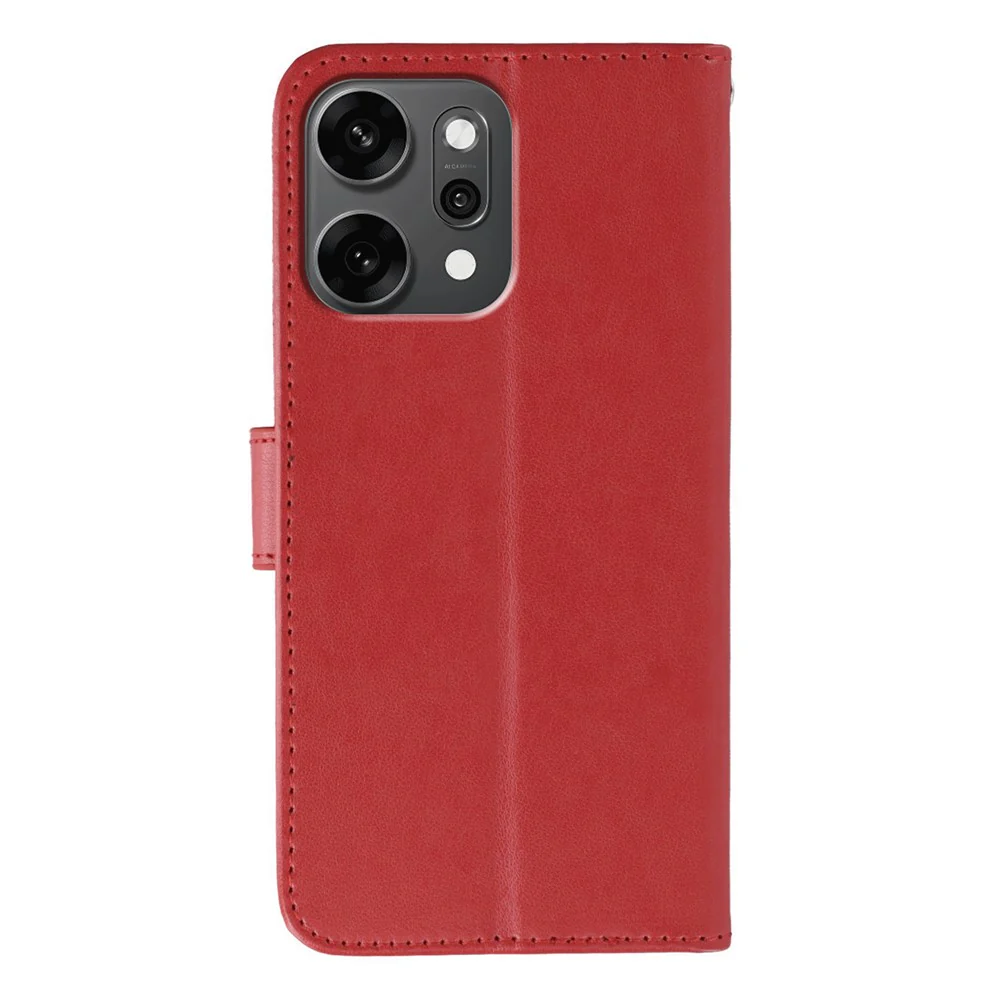 For Oppo Reno14 Pro 5G (Global) Case PU Leather Flip Wallet Phone Cover with Strap - Red - Image 5