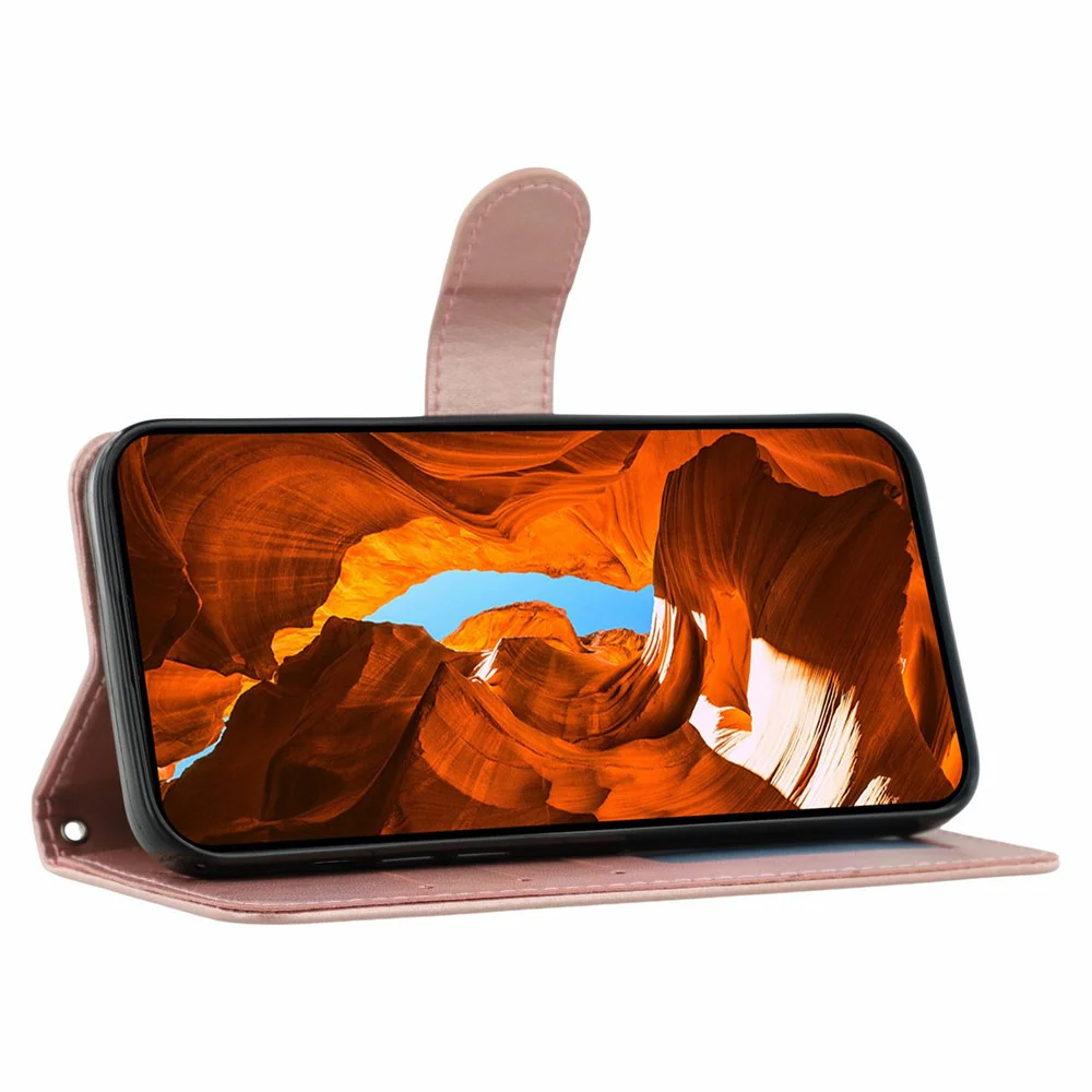 For Oppo Reno14 Pro 5G (Global) Case PU Leather Flip Wallet Phone Cover with Strap - Rose Gold - Image 3
