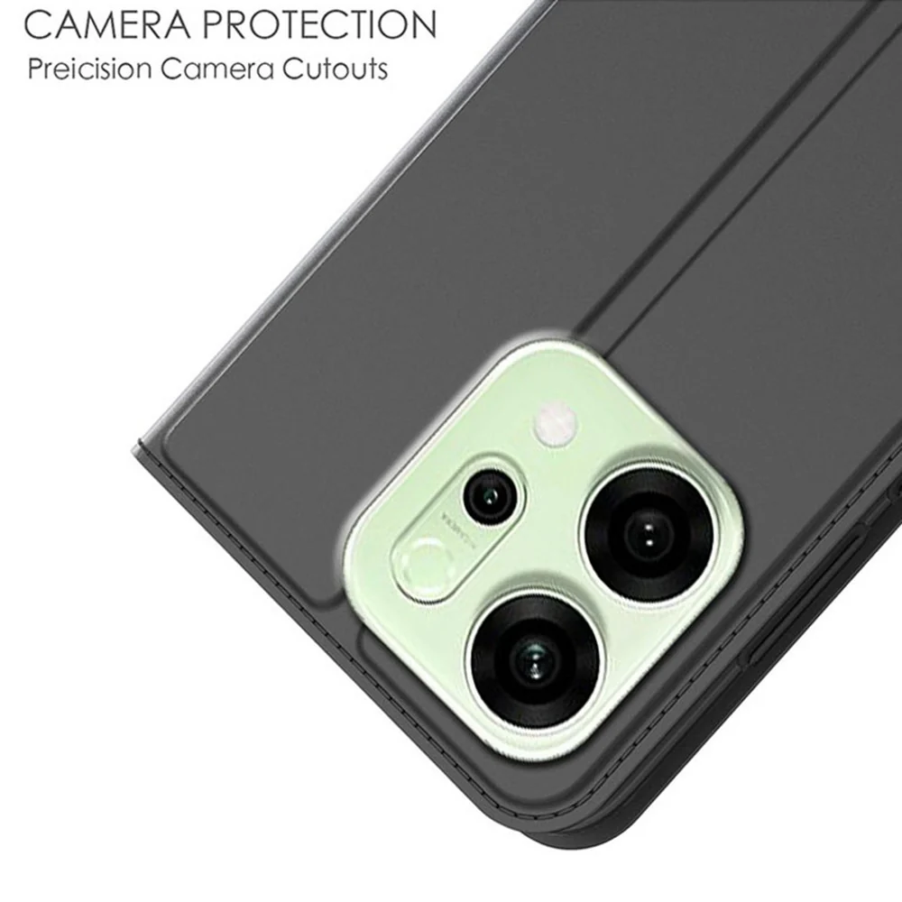 For Oppo Reno14 Pro 5G (Global) Case PU Leather Phone Cover with Card Holder Stand - Black - Image 5