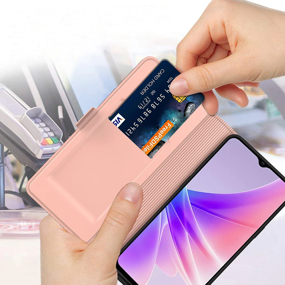 For Oppo Reno14 Pro 5G (Global) Case Shockproof TPU Inner Shell Leather Phone Cover Card Slot - Rose Gold - Image 5