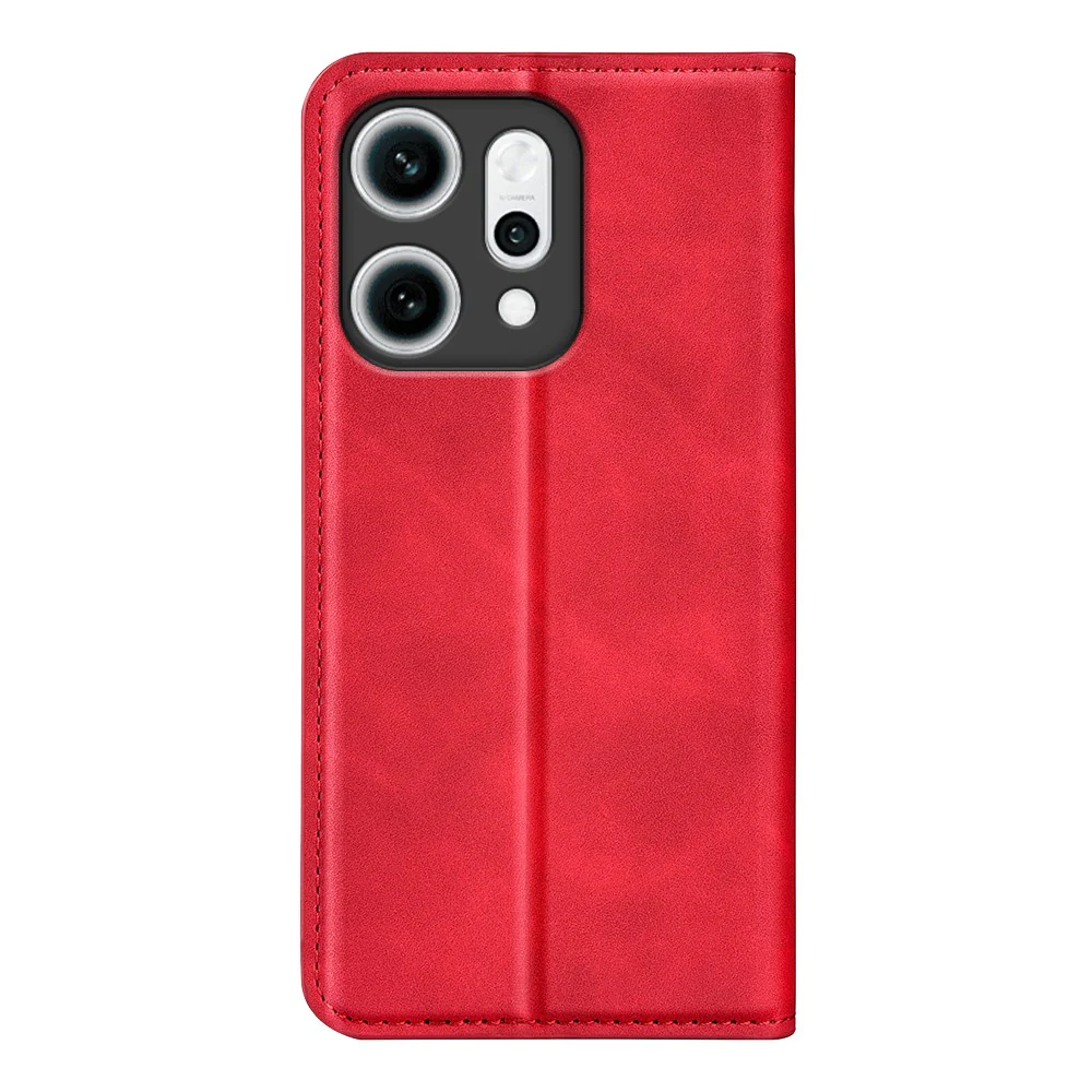 For Oppo Reno14 Pro 5G (Global) Case Skin Touch Leather Wallet Phone Cover - Red - Image 3