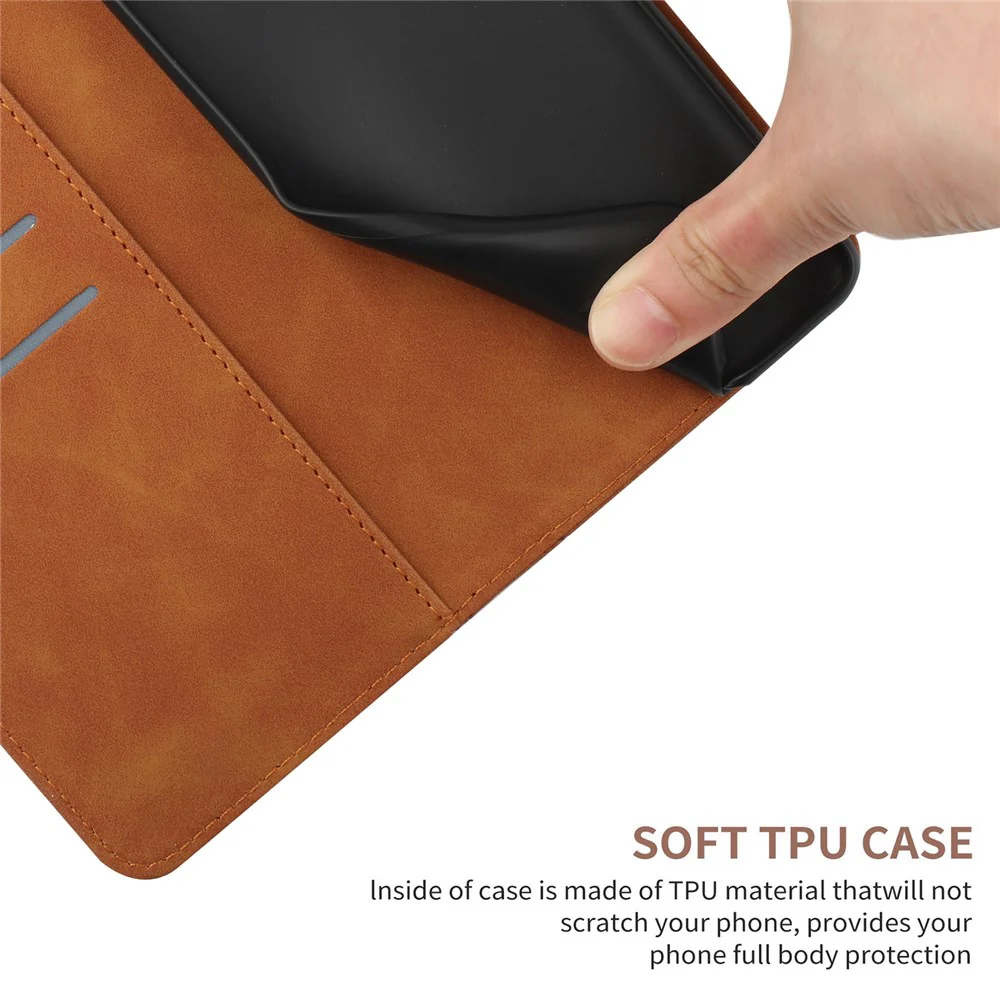 For Oppo Reno14 Pro 5G (Global) Case Skin Touch Lines Imprinted PU Leather Flip Phone Cover - Brown - Image 6