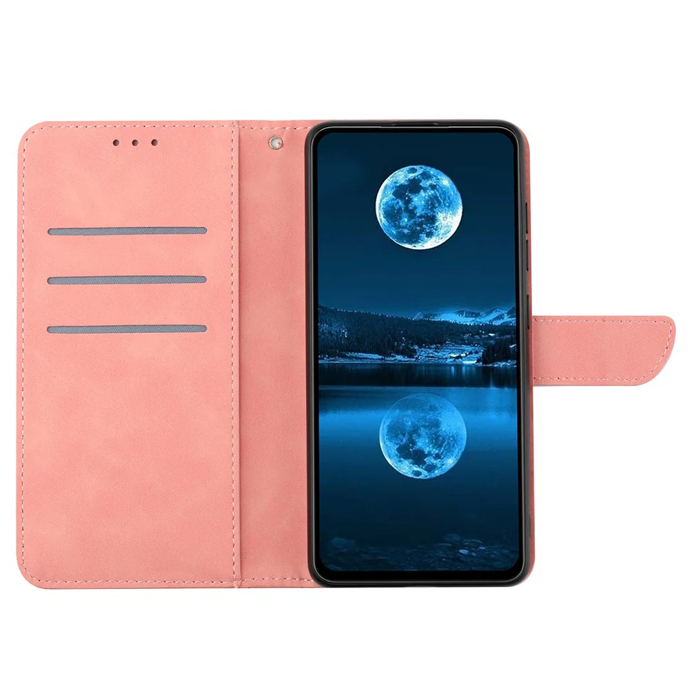 For Oppo Reno14 Pro 5G (Global) Case Skin Touch Lines Imprinted PU Leather Flip Phone Cover - Pink - Image 2