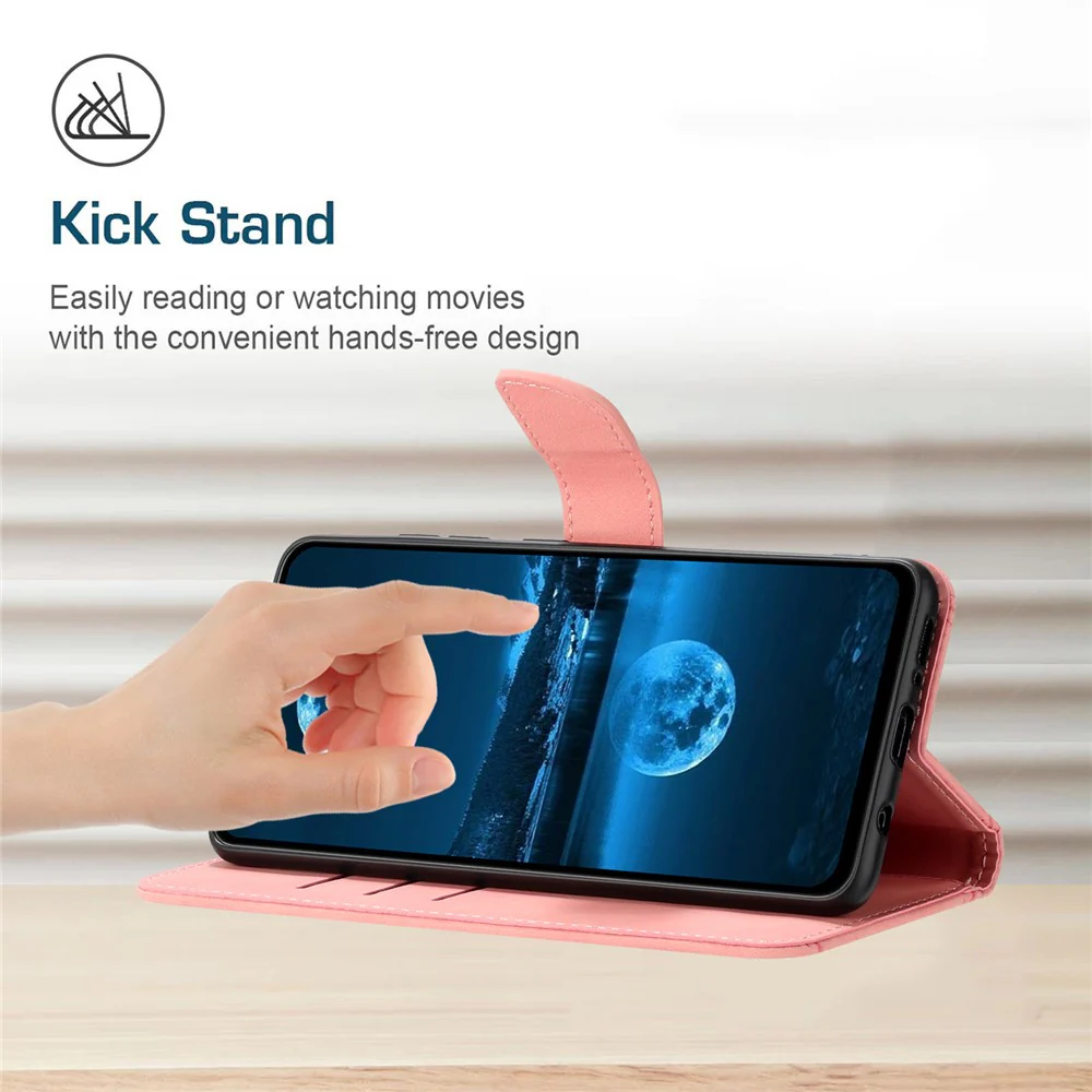 For Oppo Reno14 Pro 5G (Global) Case Skin Touch Lines Imprinted PU Leather Flip Phone Cover - Pink - Image 3
