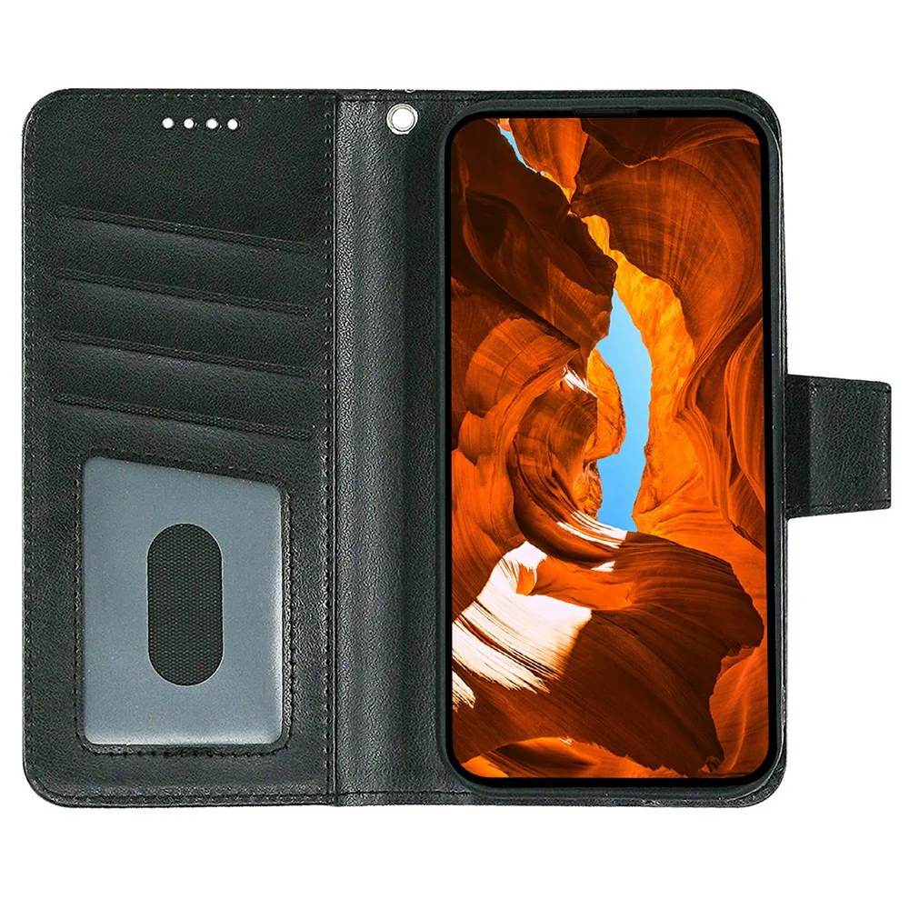 For Oppo Reno14 Pro 5G (Global) Case Stand Card Holder Wallet Leather Phone Cover - Black - Image 2