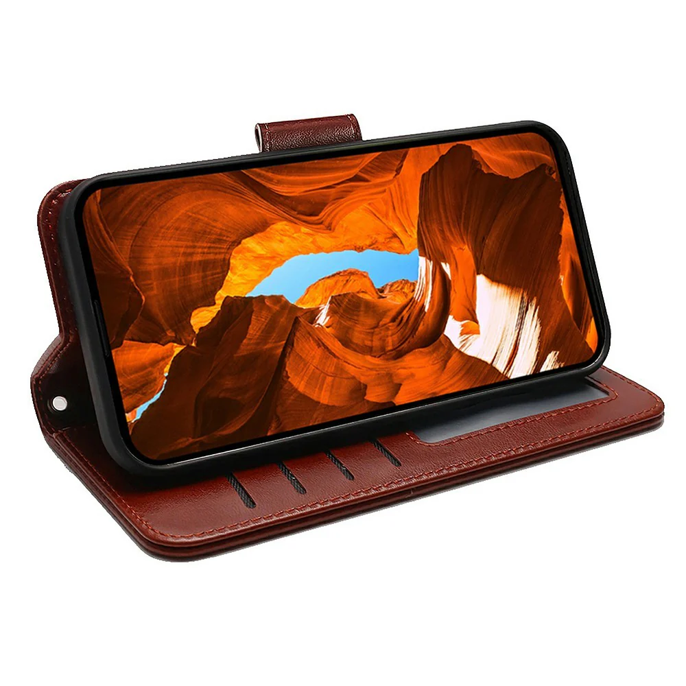 For Oppo Reno14 Pro 5G (Global) Case Stand Card Holder Wallet Leather Phone Cover - Brown - Image 3