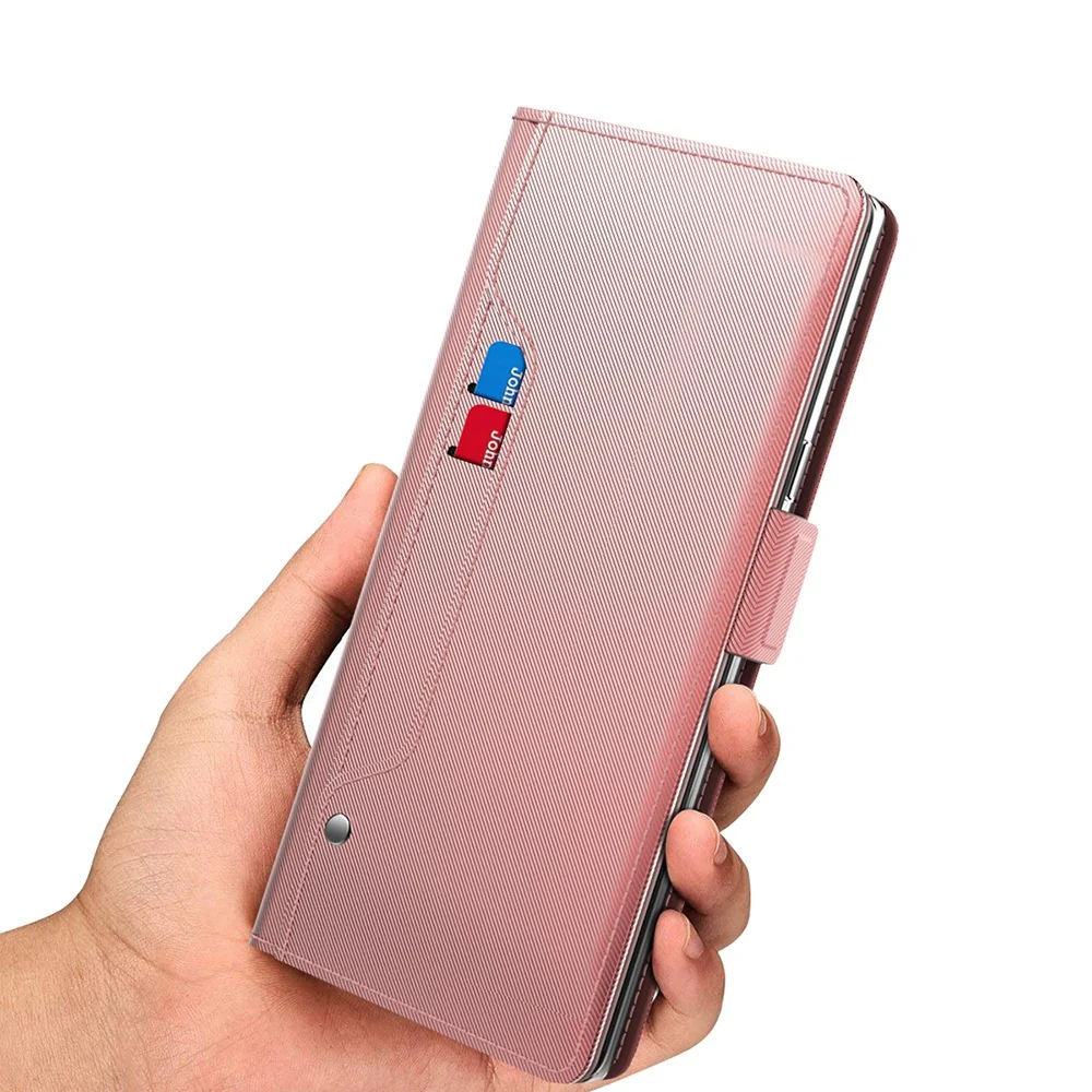 For Oppo Reno14 Pro 5G (Global) Case Stand PU Leather Phone Cover Card Holder Mirror - Rose Gold - Image 7