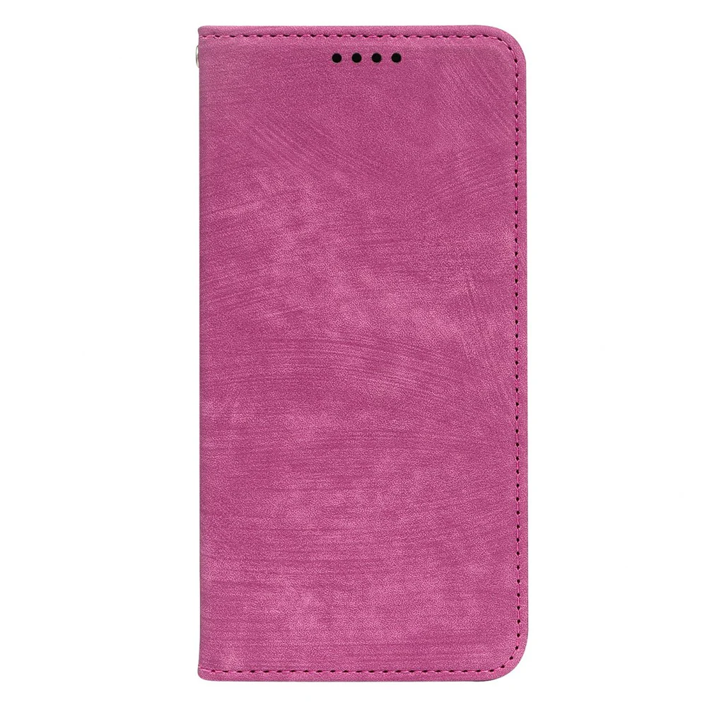 For Oppo Reno14 Pro 5G (Global) Case Strong Magnetic Leather Wallet Phone Cover with Striped Texture - Rose - Image 4