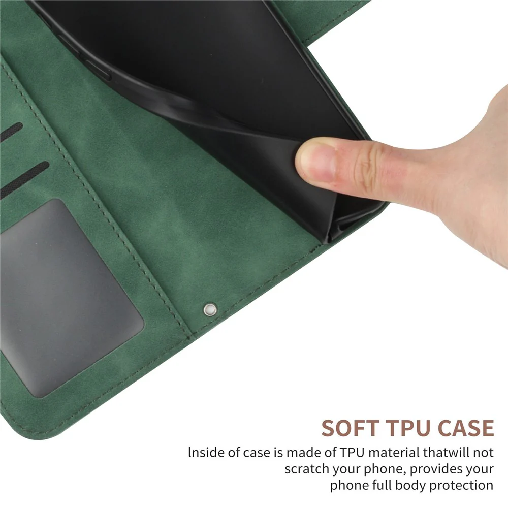 For Oppo Reno14 Pro 5G (Global) Case Sunflower Imprint Leather Wallet Phone Cover with Wrist Strap - Dark Green - Image 6