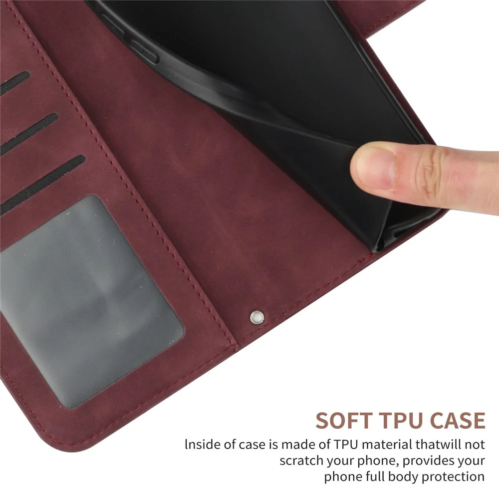 For Oppo Reno14 Pro 5G (Global) Case Sunflower Imprint Leather Wallet Phone Cover with Wrist Strap - Wine Red - Image 6
