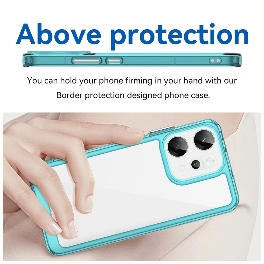 For Oppo Reno14 Pro 5G (Global) Case TPU + Acrylic Protective Clear Phone Cover - Transparent Blue - Image 4