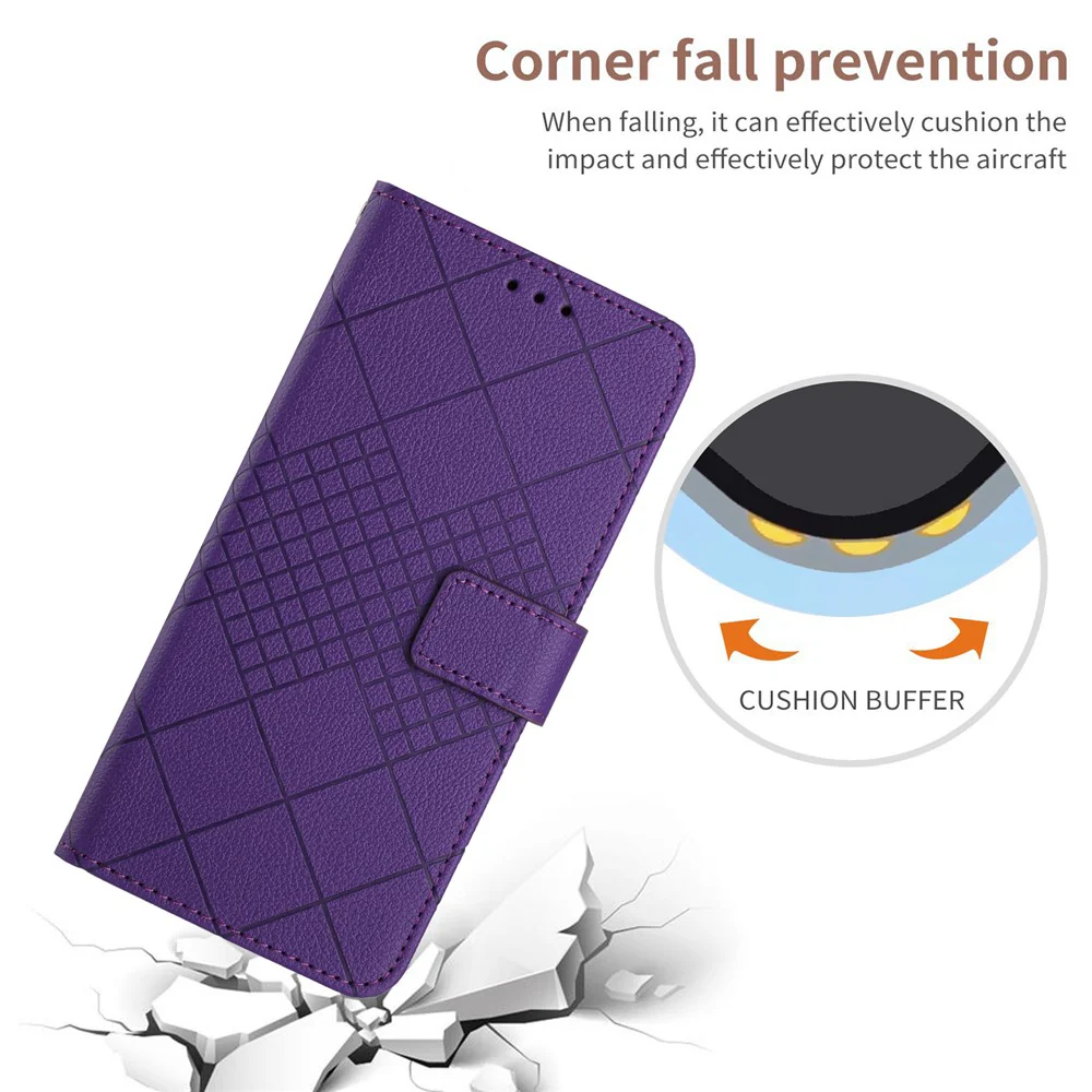 For Oppo Reno14 Pro 5G (Global) Case Wallet Imprint PU Leather Flip Folio Phone Cover - Dark Purple - Image 5