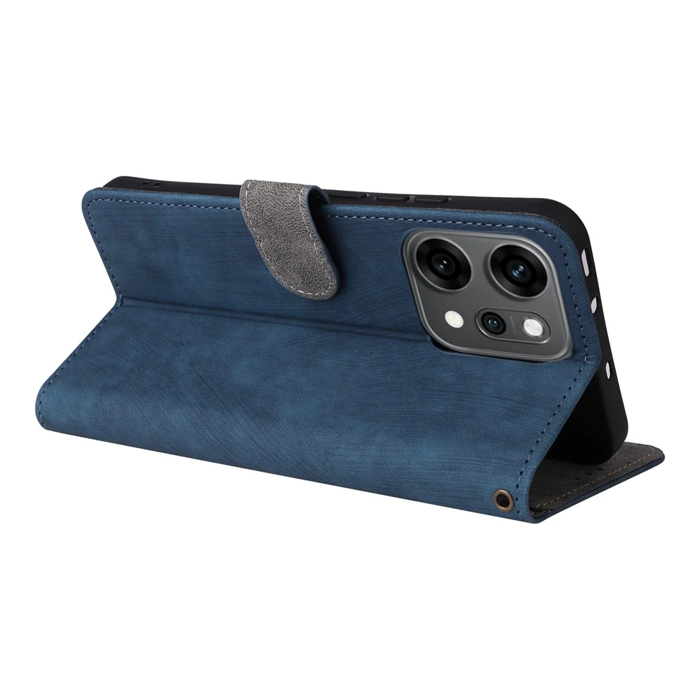 For Oppo Reno14 Pro 5G (Global) Case Wallet RFID Blocking PU Leather Phone Cover Stand with Strap - Blue - Image 4