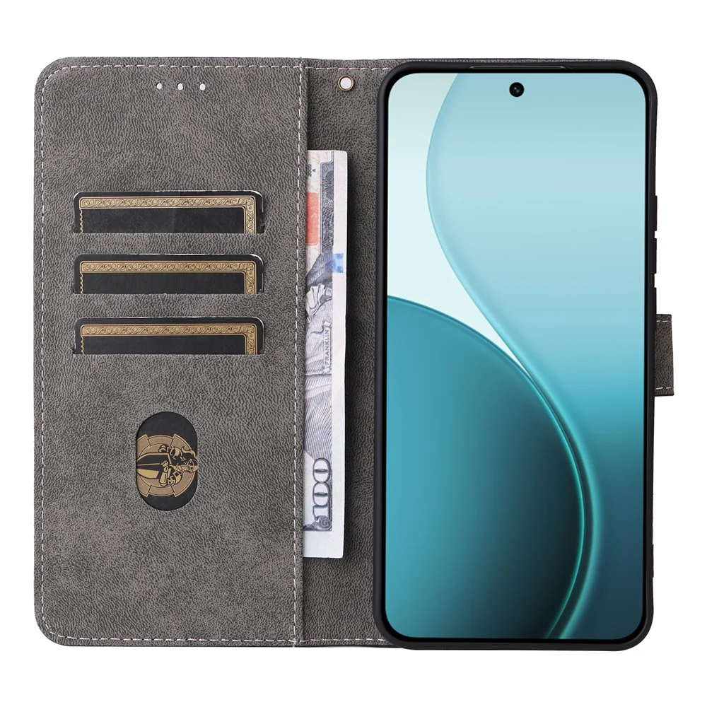 For Oppo Reno14 Pro 5G (Global) Case Wallet RFID Blocking PU Leather Phone Cover Stand with Strap - Brown - Image 2