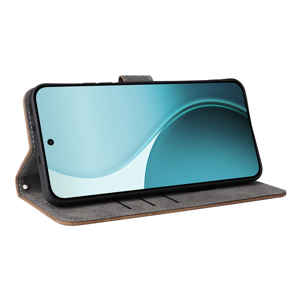 For Oppo Reno14 Pro 5G (Global) Case Wallet RFID Blocking PU Leather Phone Cover Stand with Strap - Brown - Image 3