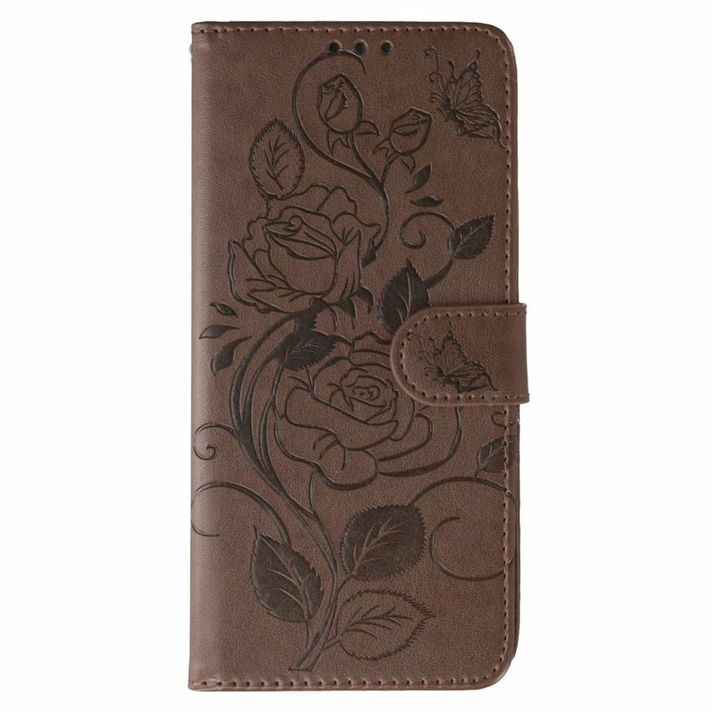 For Oppo Reno14 Pro 5G (Global) Case Wallet Stand Imprinted Rose Butterfly PU Leather Phone Cover - Brown - Image 4