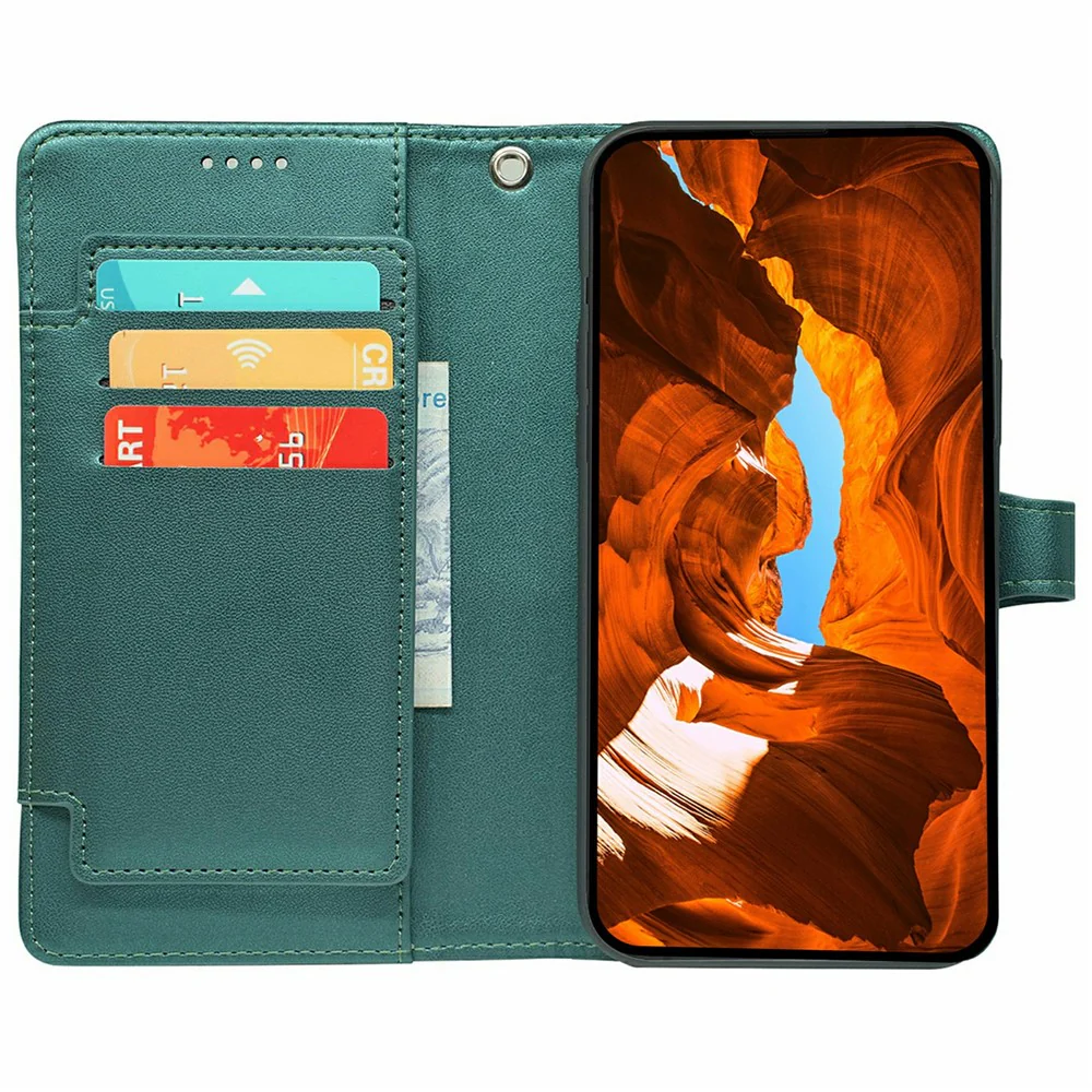 For Oppo Reno14 Pro 5G (Global) Case with 9 Card Slots PU Leather Stand Phone Cover - Green - Image 2