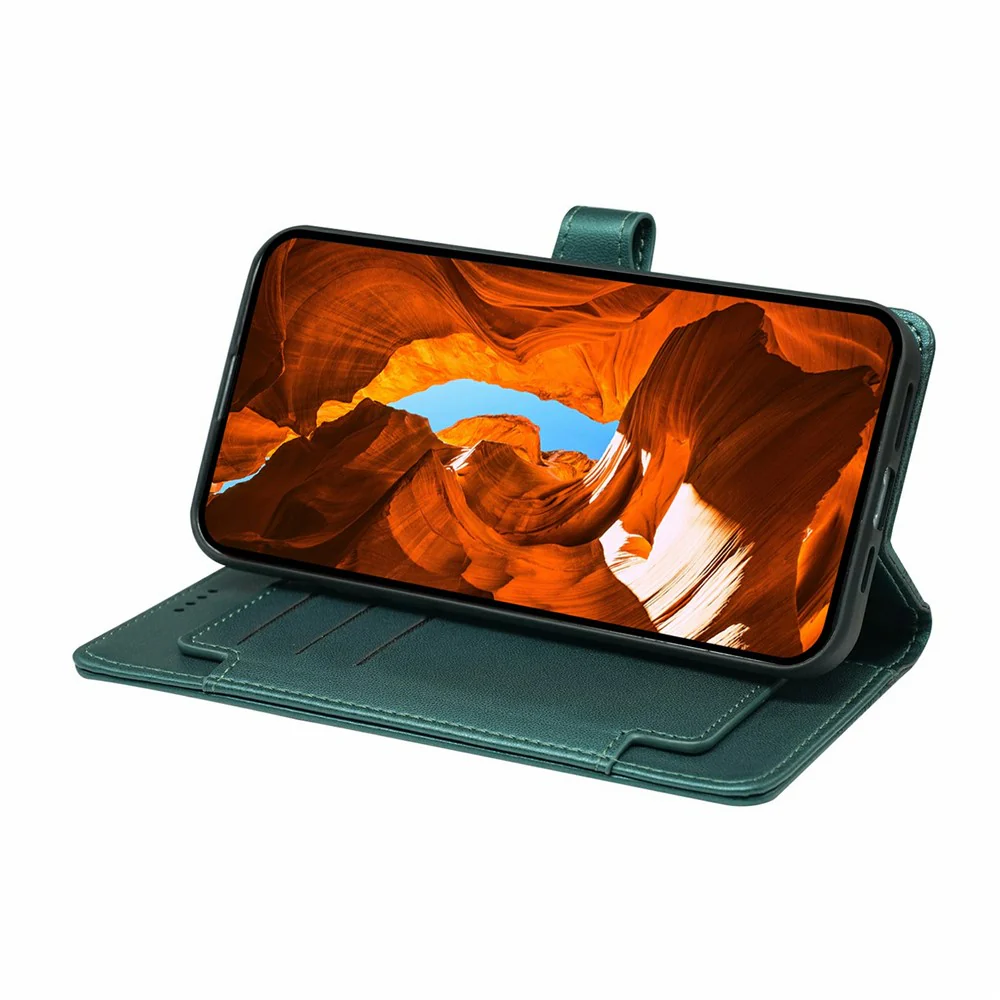 For Oppo Reno14 Pro 5G (Global) Case with 9 Card Slots PU Leather Stand Phone Cover - Green - Image 4