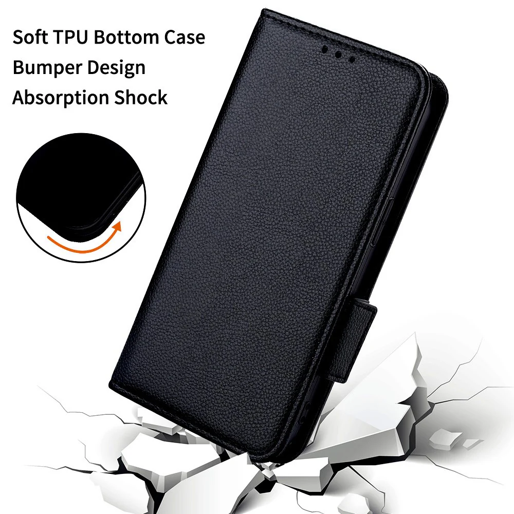 For Oppo Reno14 Pro 5G (Global) Case with Wrist Strap Litchi Texture PU Leather Wallet Phone Cover - Black - Image 6