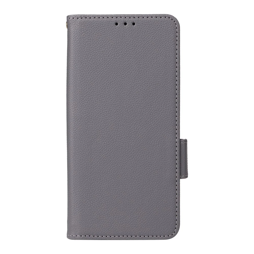 For Oppo Reno14 Pro 5G (Global) Case with Wrist Strap Litchi Texture PU Leather Wallet Phone Cover - Grey - Image 7