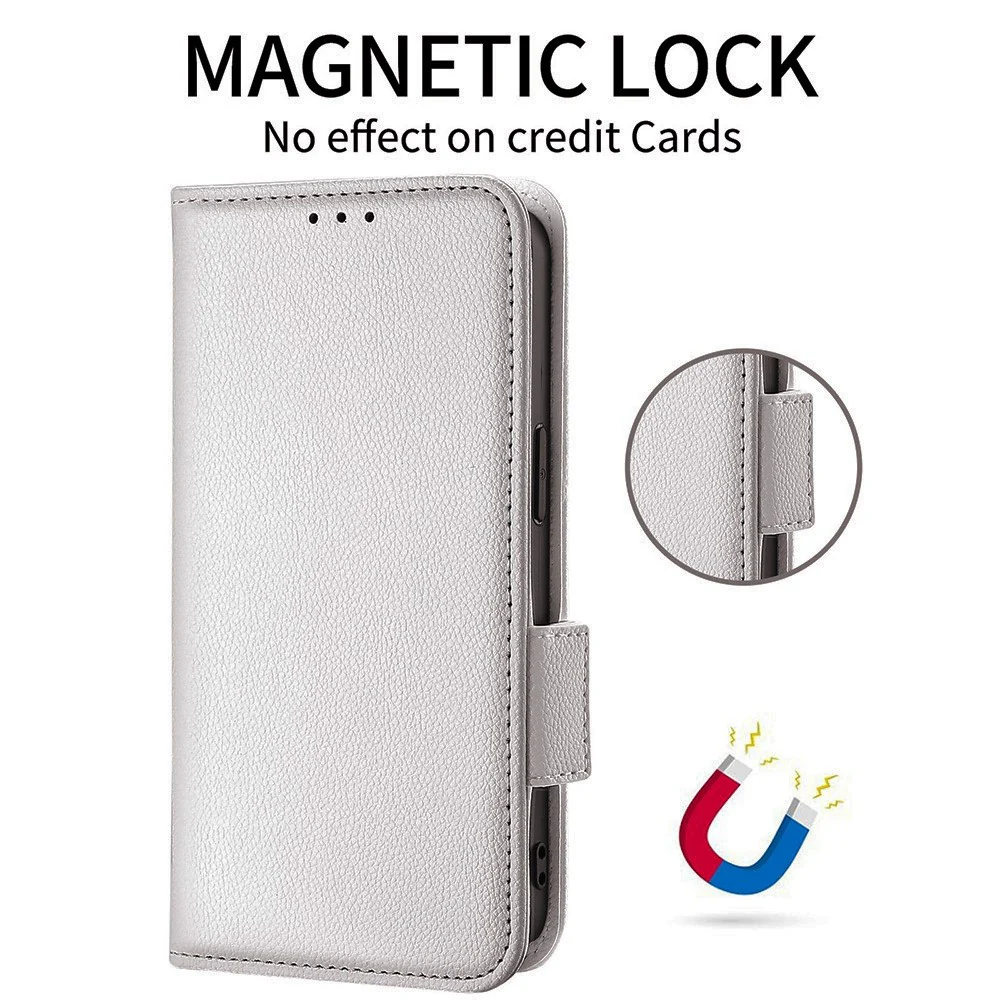 For Oppo Reno14 Pro 5G (Global) Case with Wrist Strap Litchi Texture PU Leather Wallet Phone Cover - White - Image 6