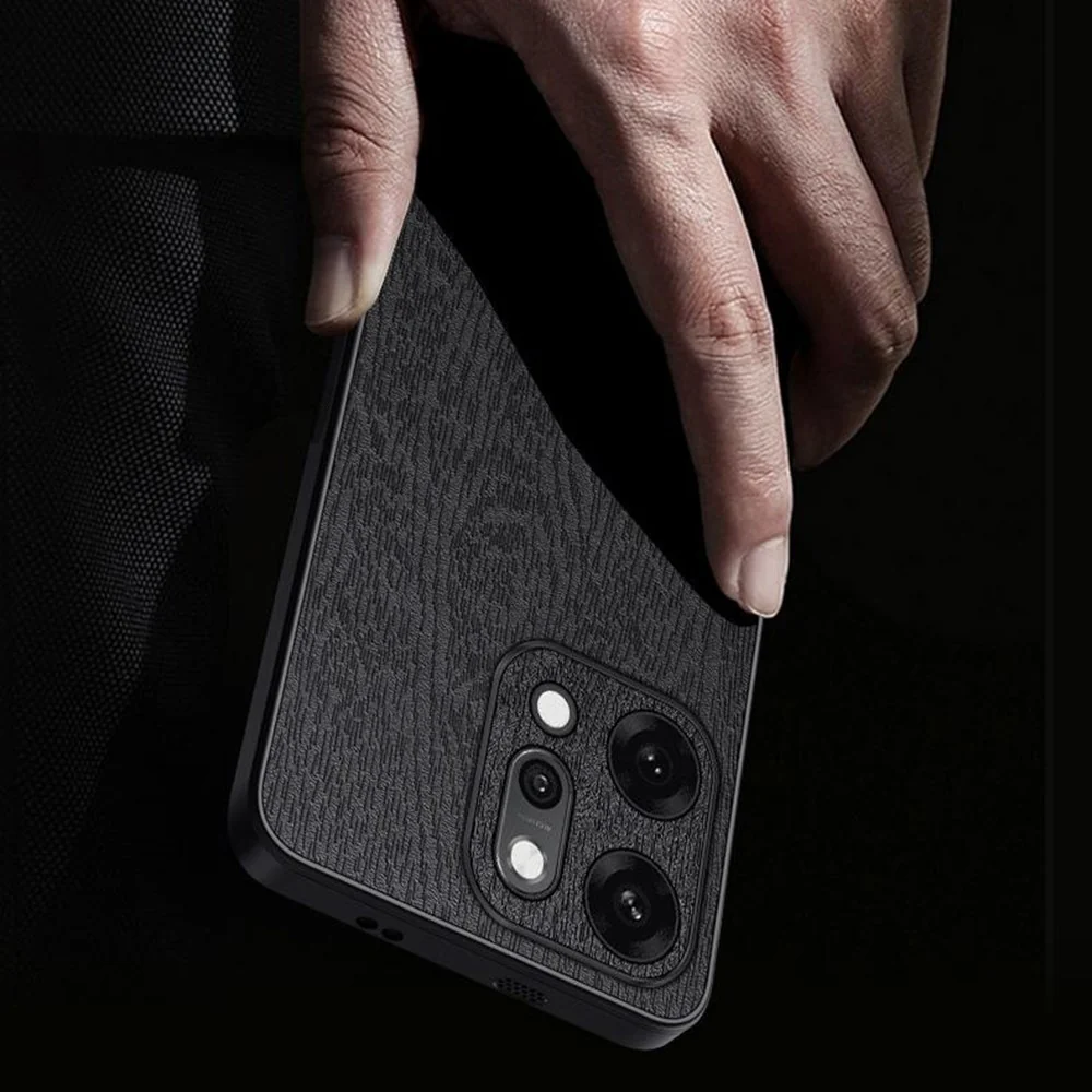For Oppo Reno14 Pro 5G (Global) Case Wood Texture PU Leather Coated PC TPU Phone Cover - Brown - Image 3