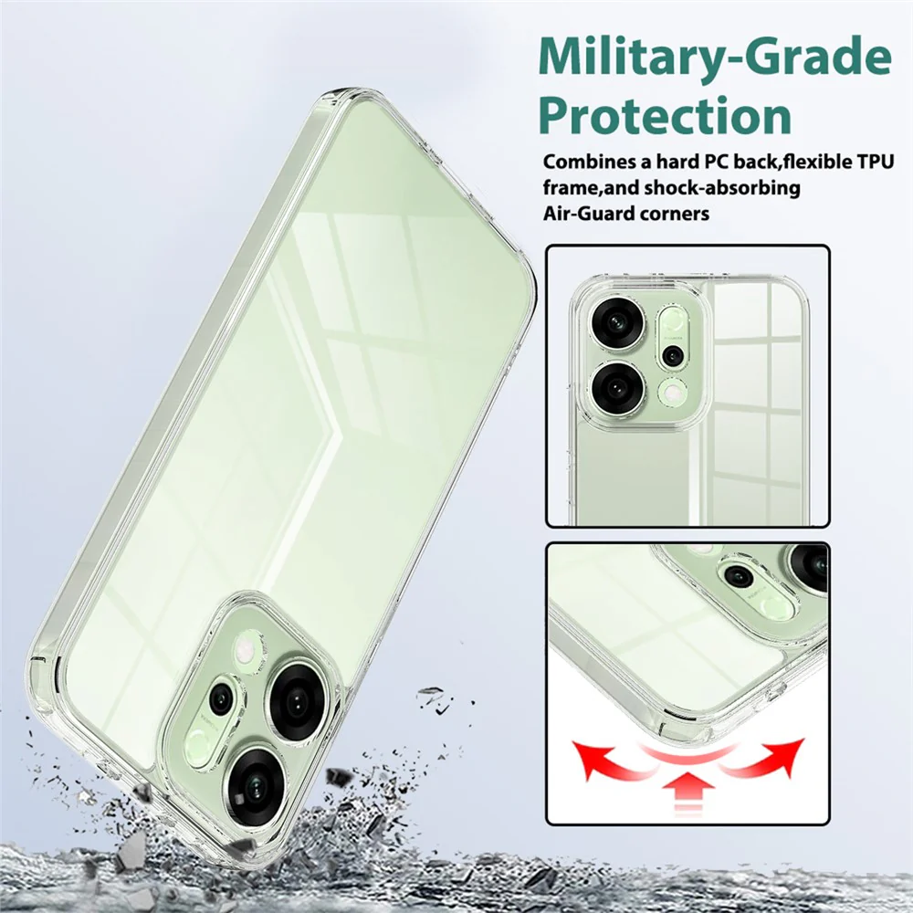 For Oppo Reno14 Pro 5G (Global) Clear Phone Case TPU+Acrylic Shockproof Phone Back Cover - Clear - Image 5