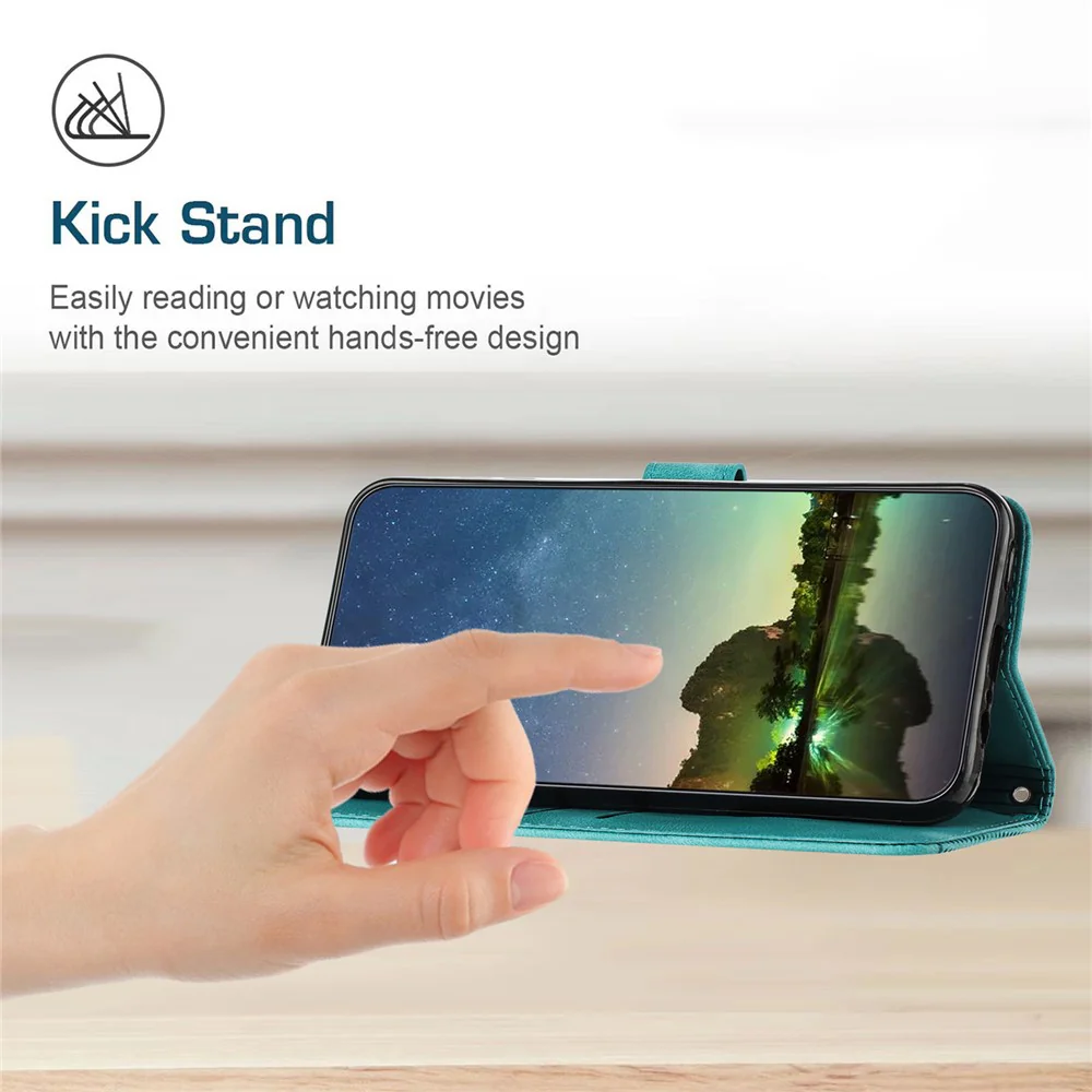 For Oppo Reno14 Pro 5G (Global) Leather Case Imprinted Triangle Phone Cover with Hand Strap - Green - Image 8