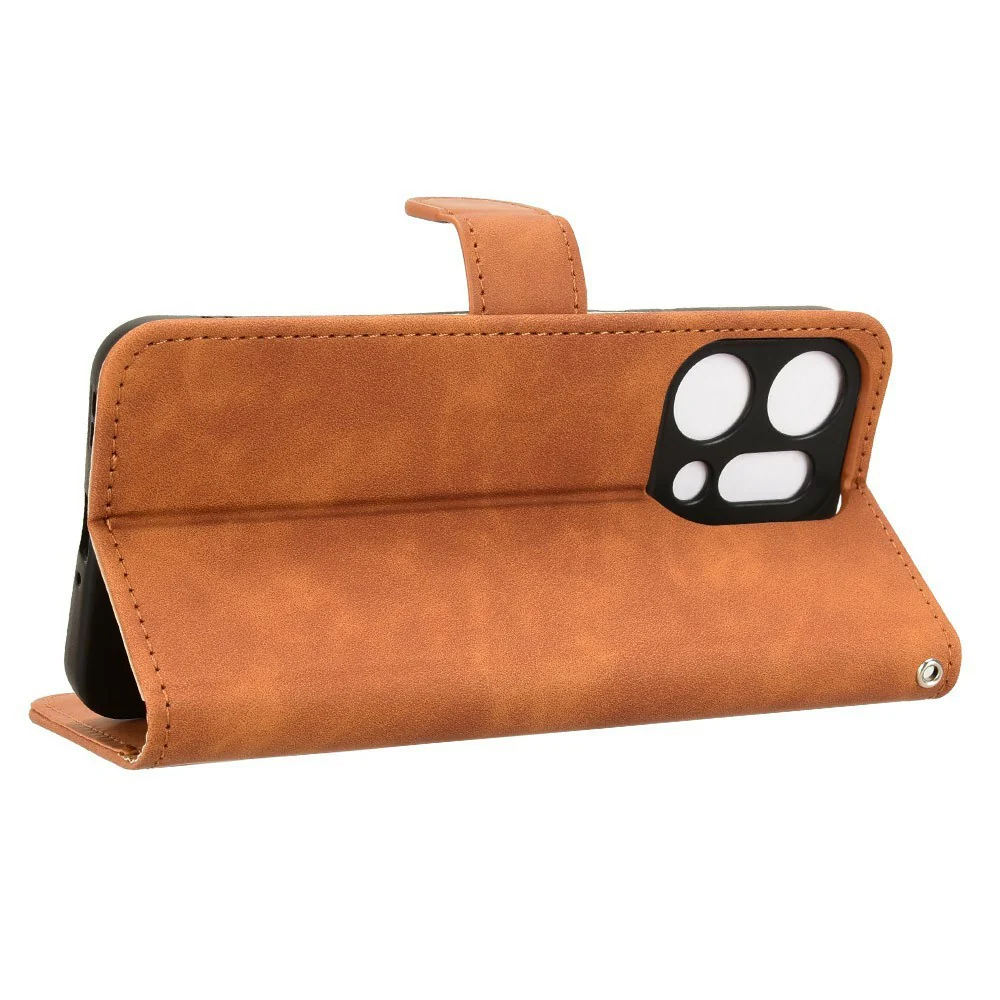 For Oppo Reno14 Pro 5G (Global) Leather Case Skin Feel Anti Drop Wallet Flip Phone Cover - Brown - Image 4